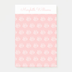 Pink Floral Flowers Personalized Post-It Notes