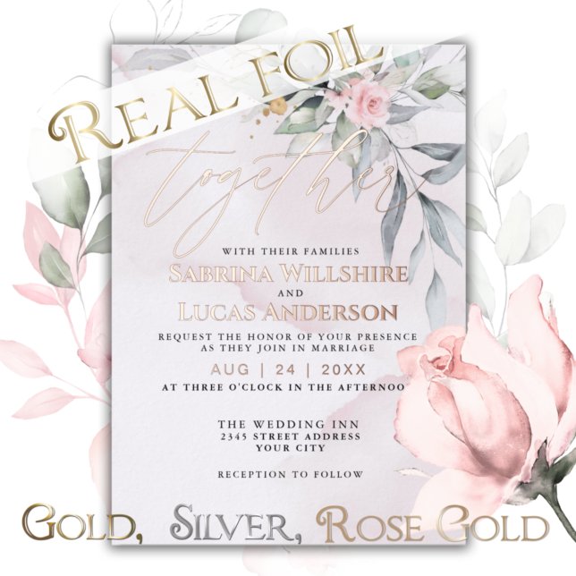 Pink Floral  Foil Invitation (Creator Uploaded)