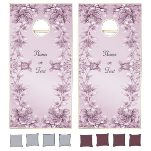 Pink Floral Foliage Cornhole Set