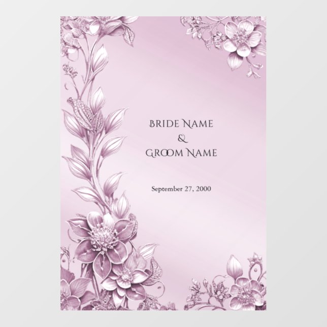 Pink Floral Foliage Floor Decal (Front)