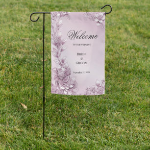 Pink Floral Foliage Garden Flag