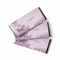 Pink Floral Foliage Hershey Bar Favors