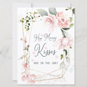 Pink Floral Foliage How Many Kisses In The Jar  Invitation by IrinaFraser at Zazzle