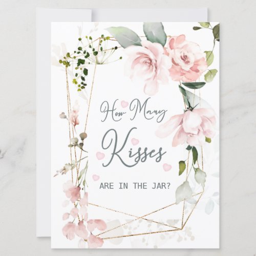 Pink Floral Foliage How Many Kisses in the Jar  Invitation