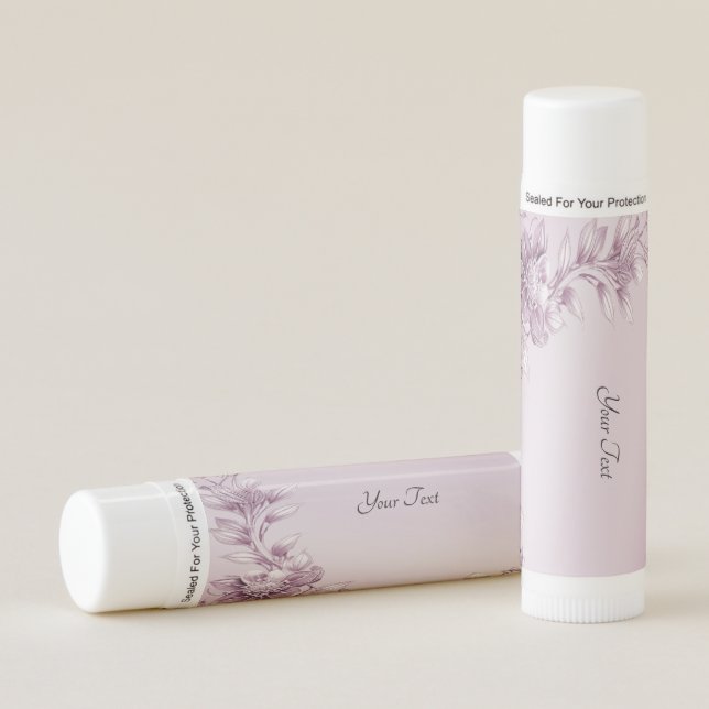 Pink Floral Foliage Lip Balm (Front)