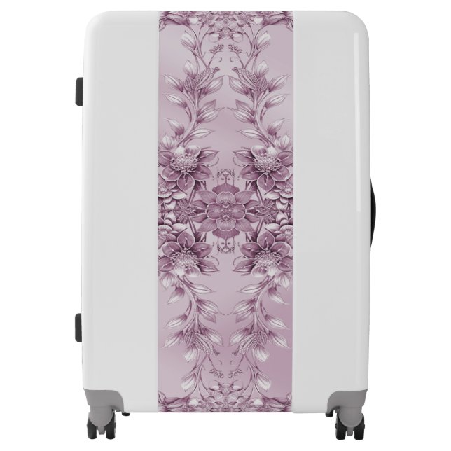 Pink Floral Foliage Luggage (Front)