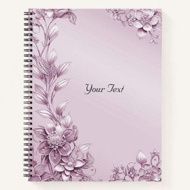 Pink Floral Foliage Notebook (Front)