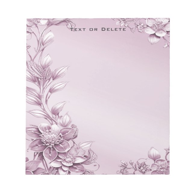 Pink Floral Foliage Notepad (Front)