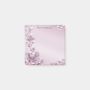 Pink Floral Foliage Post it Notes