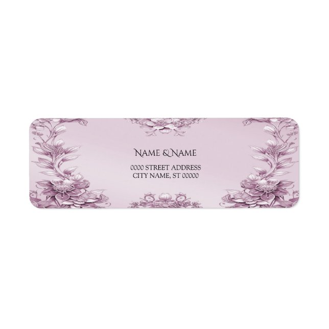 Pink Floral Foliage Return Address Label (Front)