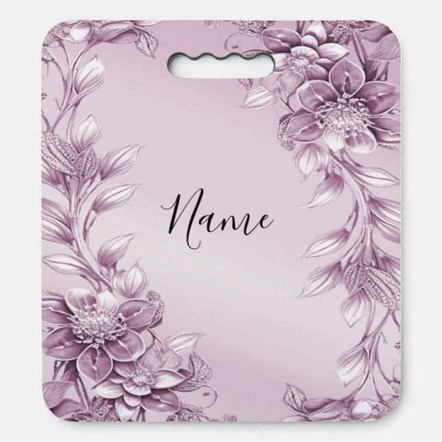 Pink Floral Foliage Stadium Seat Cushion (Front Vertical)
