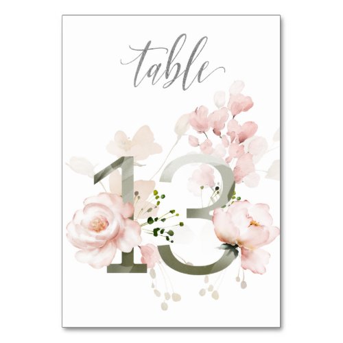 Pink Floral Foliage Table 13 Table Number