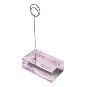 Pink Floral Foliage Table Card Holder