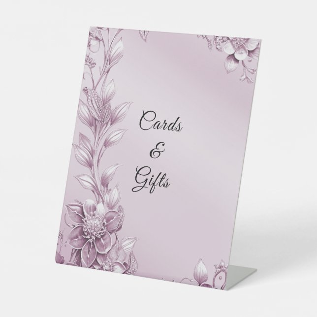 Pink Floral Foliage Tabletop Signs (Front)