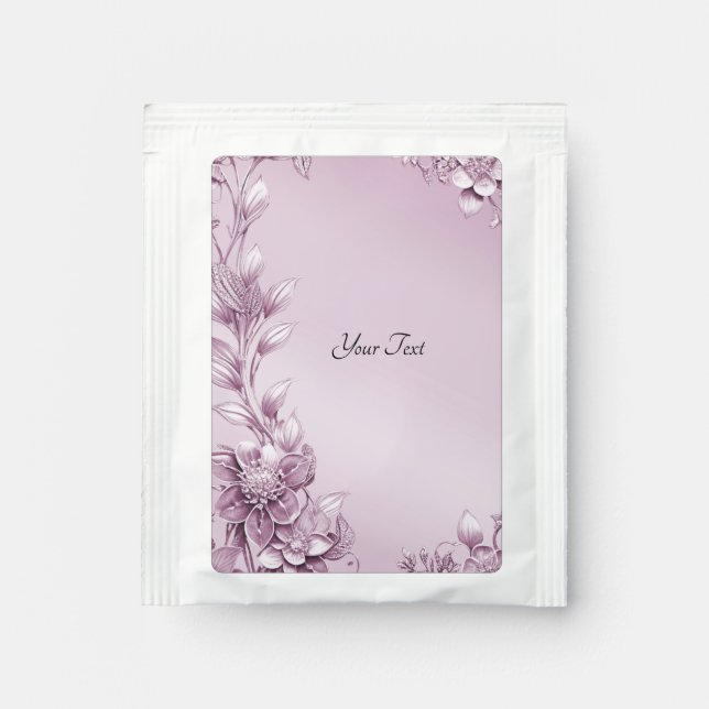 Pink Floral Foliage Tea Bag Drink Mix (Front)