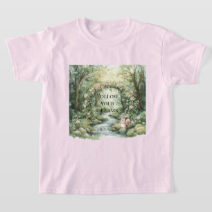 Pink Floral Forest Squirrel T-Shirt