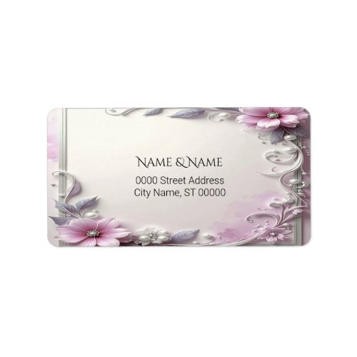 Pink Floral Frame Address Label