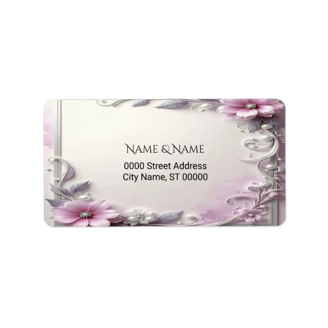 Pink Floral Frame Address Label (Front)