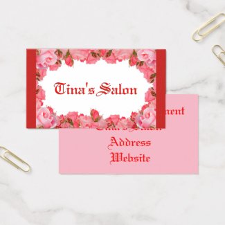 Pink Floral Frame Business Card