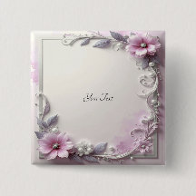 Pink Floral Frame Button