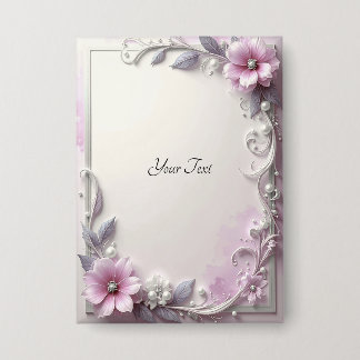Pink Floral Frame Button