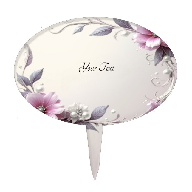Pink Floral Frame Cake Topper (Front)
