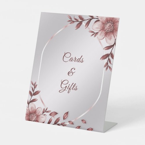 Pink Floral Frame Cards and Gifts Tabletop Signs