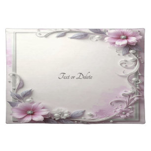 Pink Floral Frame Cloth Placemat