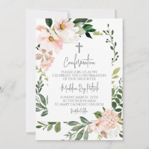 Pink Floral Frame Confirmation  Invitation