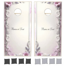 Pink Floral Frame Cornhole Set