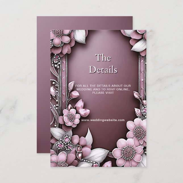 Pink Floral Frame Detail Enclosure Card (Front/Back)