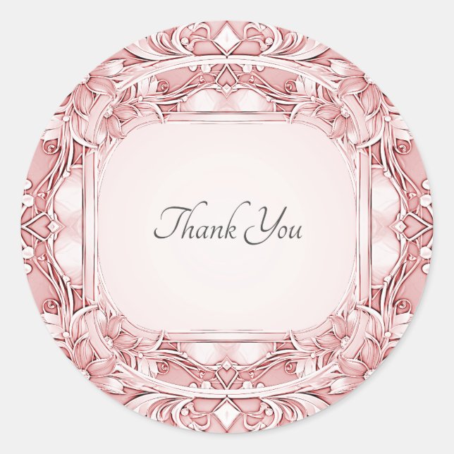 Pink Floral Frame Envelope Seal Sticker (Front)
