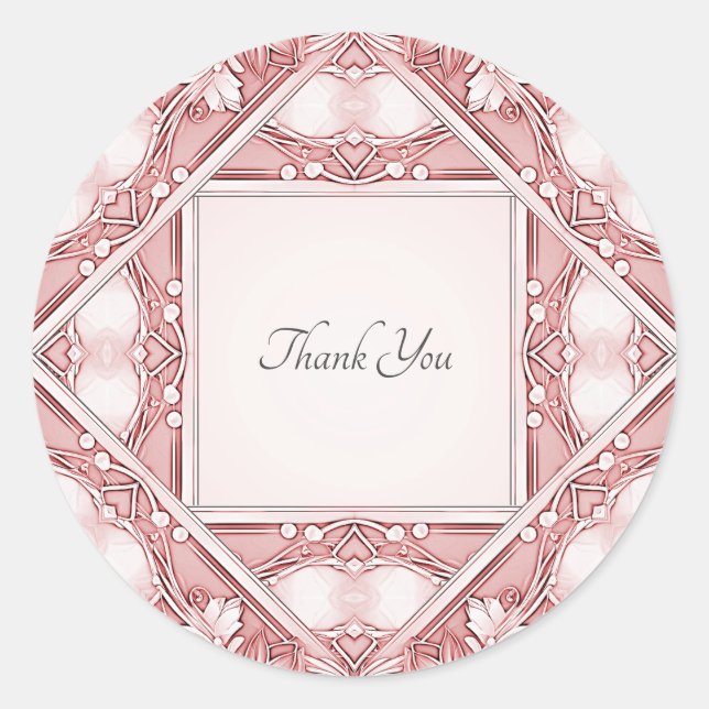 Pink Floral Frame Envelope Seal Sticker (Front)