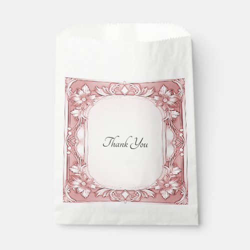 Pink Floral Frame Favor Bag