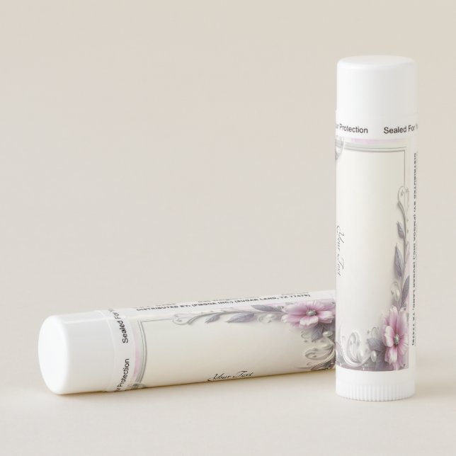 Pink Floral Frame Lip Balm (Rotated Right)