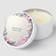 Pink Floral Frame Mini Candle Favors