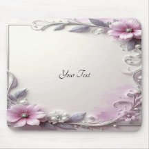 Pink Floral Frame Mousepad