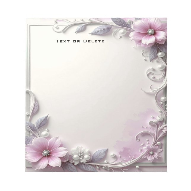 Pink Floral Frame Notepad (Front)