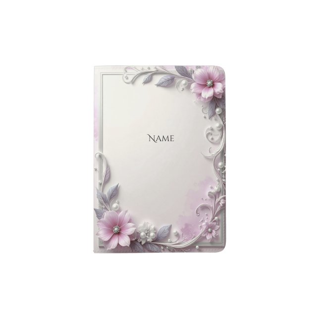 Pink Floral Frame Passport Holder (Front)