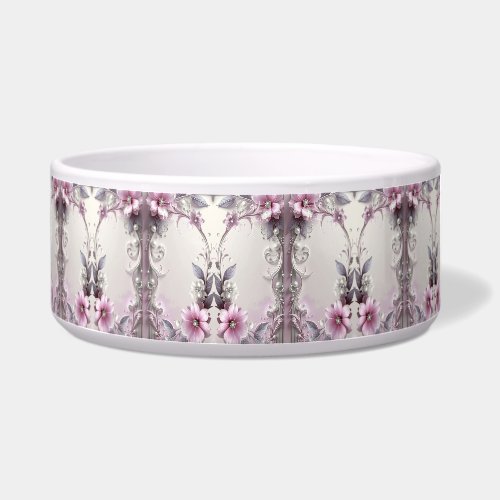 Pink Floral Frame Pet Bowl