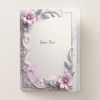 Pink Floral Frame Pocket Folder