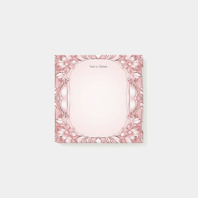 Pink Floral Frame Post it Notes (Front)