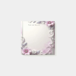 Pink Floral Frame Post it Notes