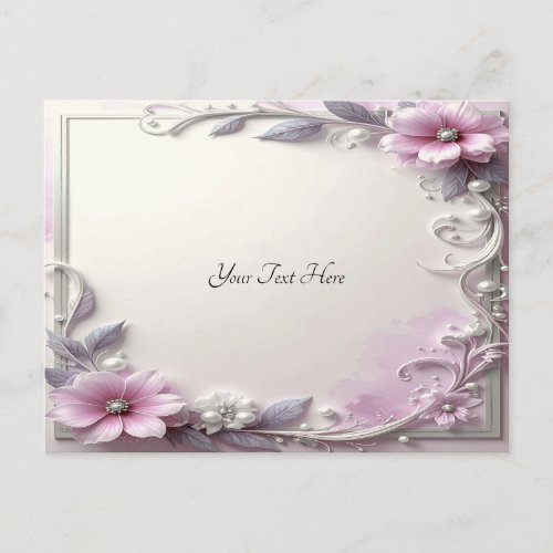 Pink Floral Frame Postcard