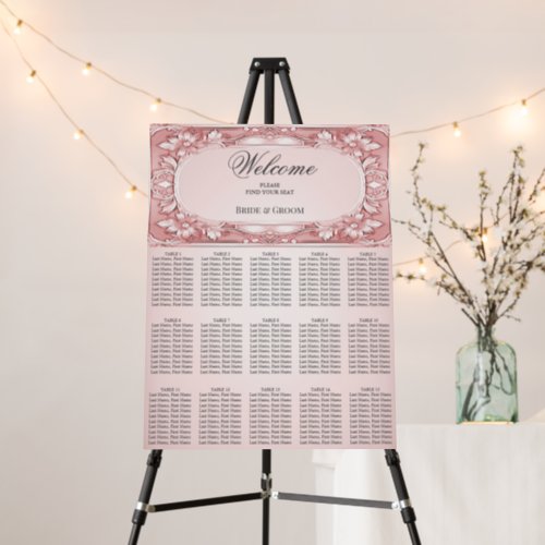 Pink Floral Frame Seating Chart  Foam Board