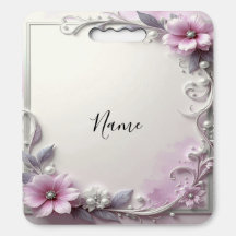 Pink Floral Frame Stadium Seat Cushion