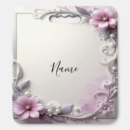 Pink Floral Frame Stadium Seat Cushion