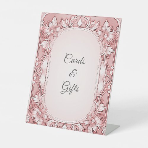 Pink Floral Frame Tabletop Signs