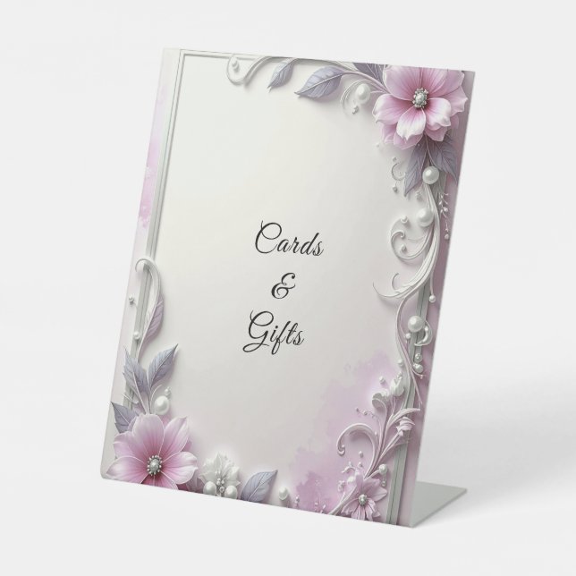 Pink Floral Frame Tabletop Signs (Front)