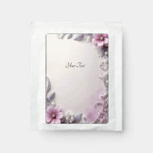 Pink Floral Frame Tea Bag Drink Mix